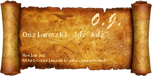 Oszlanszki Jákó névjegykártya